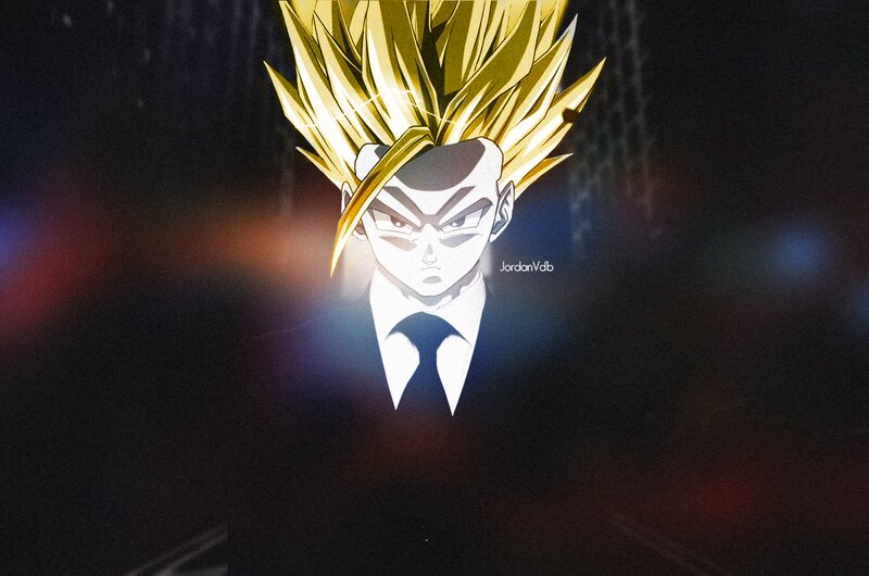 Anime Character in Suit — Black, Dramatic, Night, Digital Art, Spiky Hair
