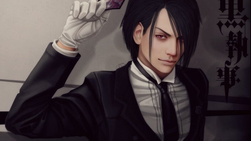 Anime Character in Suit — Black, Serious, Digital Art