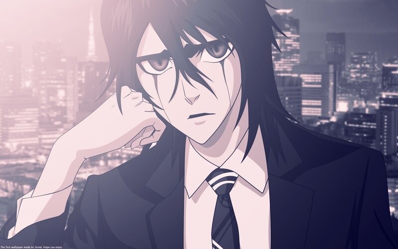 Anime Character in Suit — Black, Serious, Night