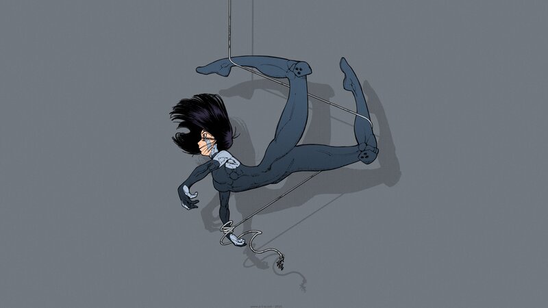 Anime Character in Suit — Gray, Dynamic