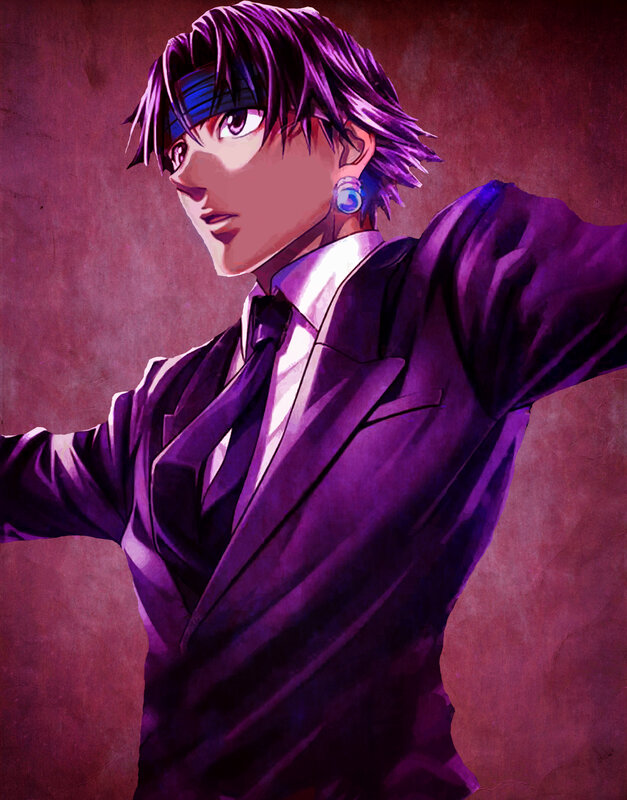 Anime Character in Suit — Purple, Dramatic, Manga