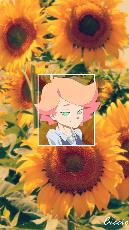 Anime Character in Sunflowers — Yellow