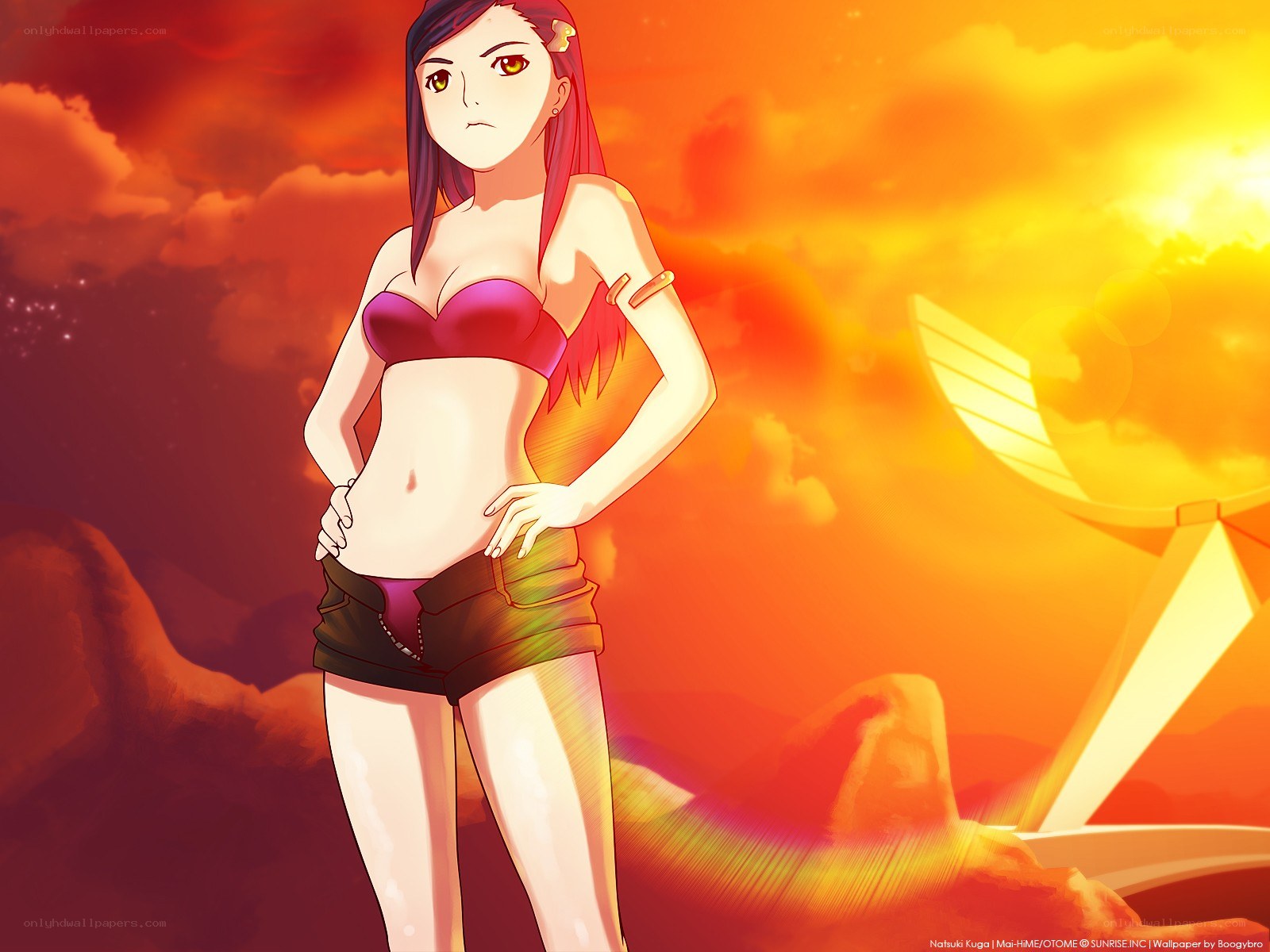 Anime character in sunset