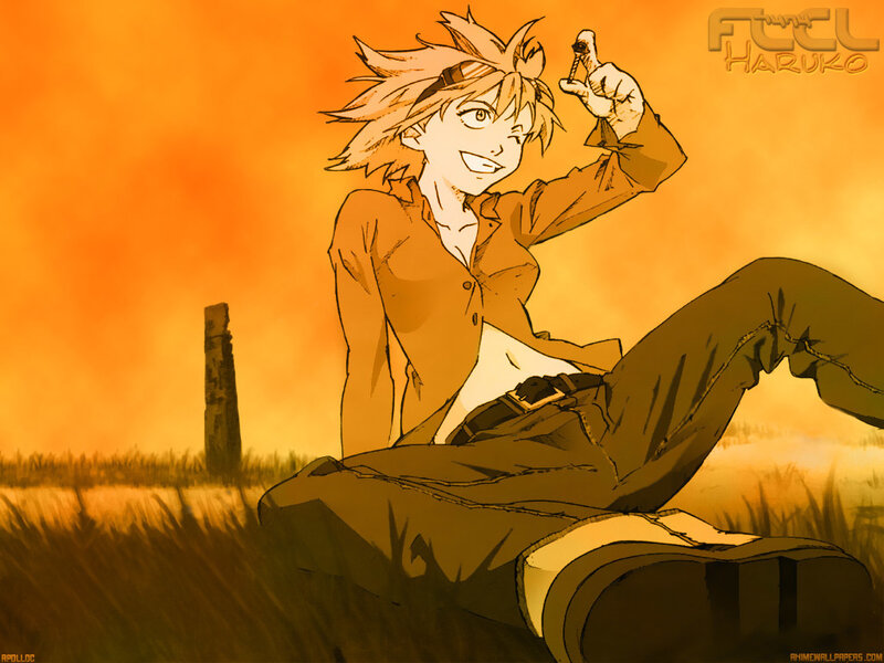 Anime character in sunset field