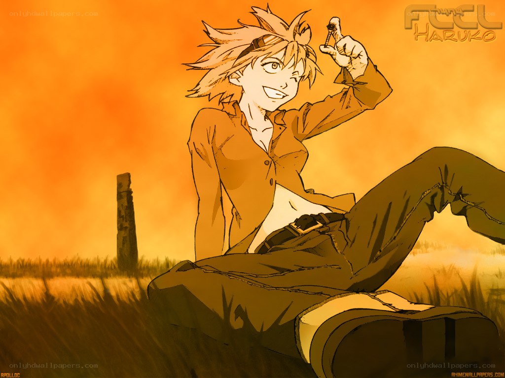 Anime character in sunset field