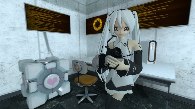 Anime character in testing chamber