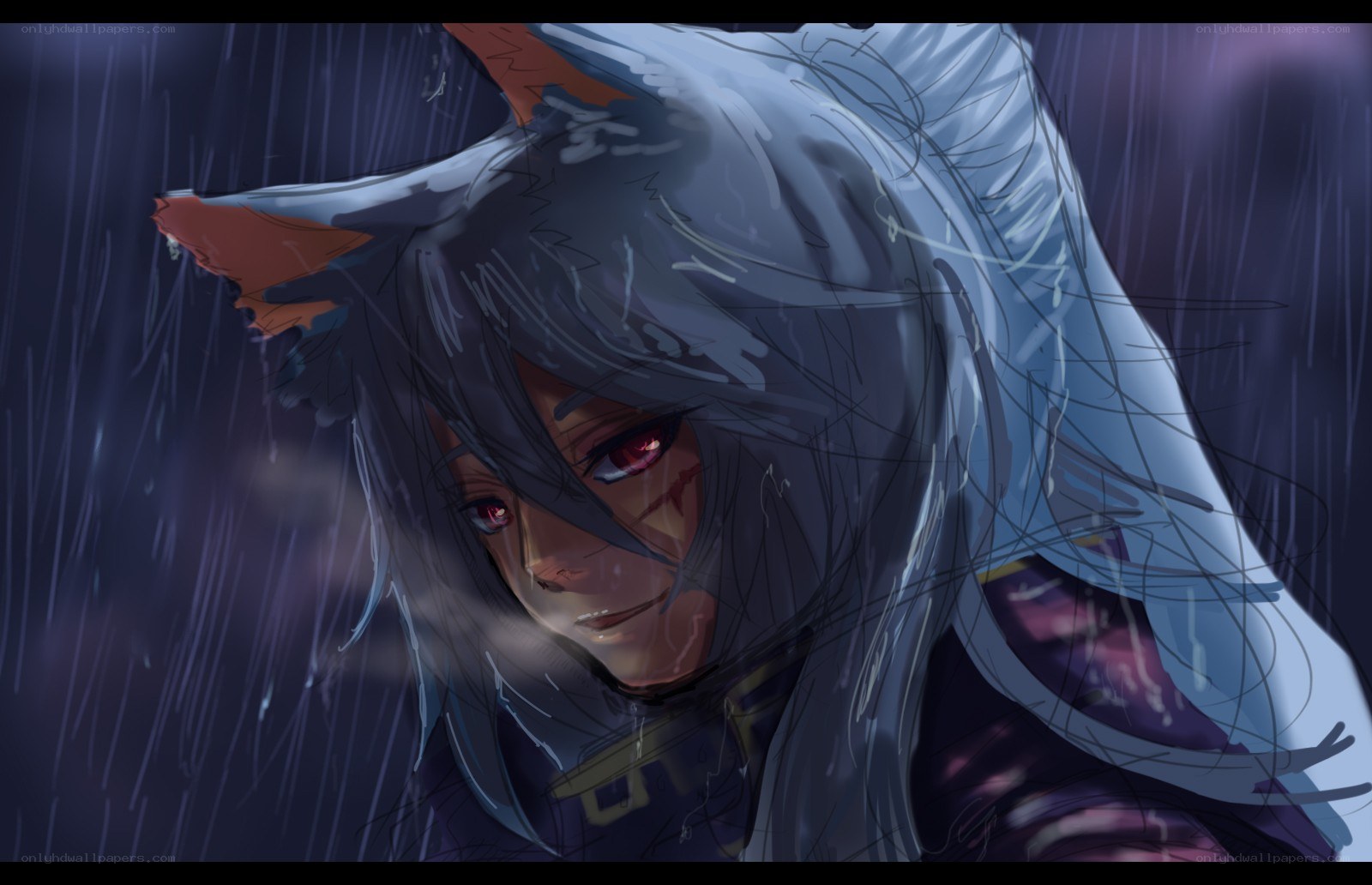 anime character in the rain