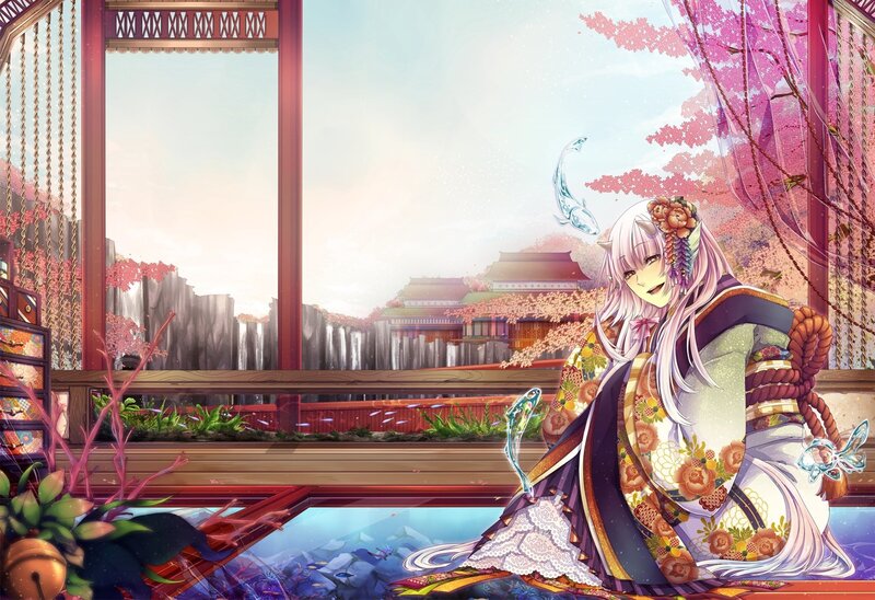 Anime character in traditional attire