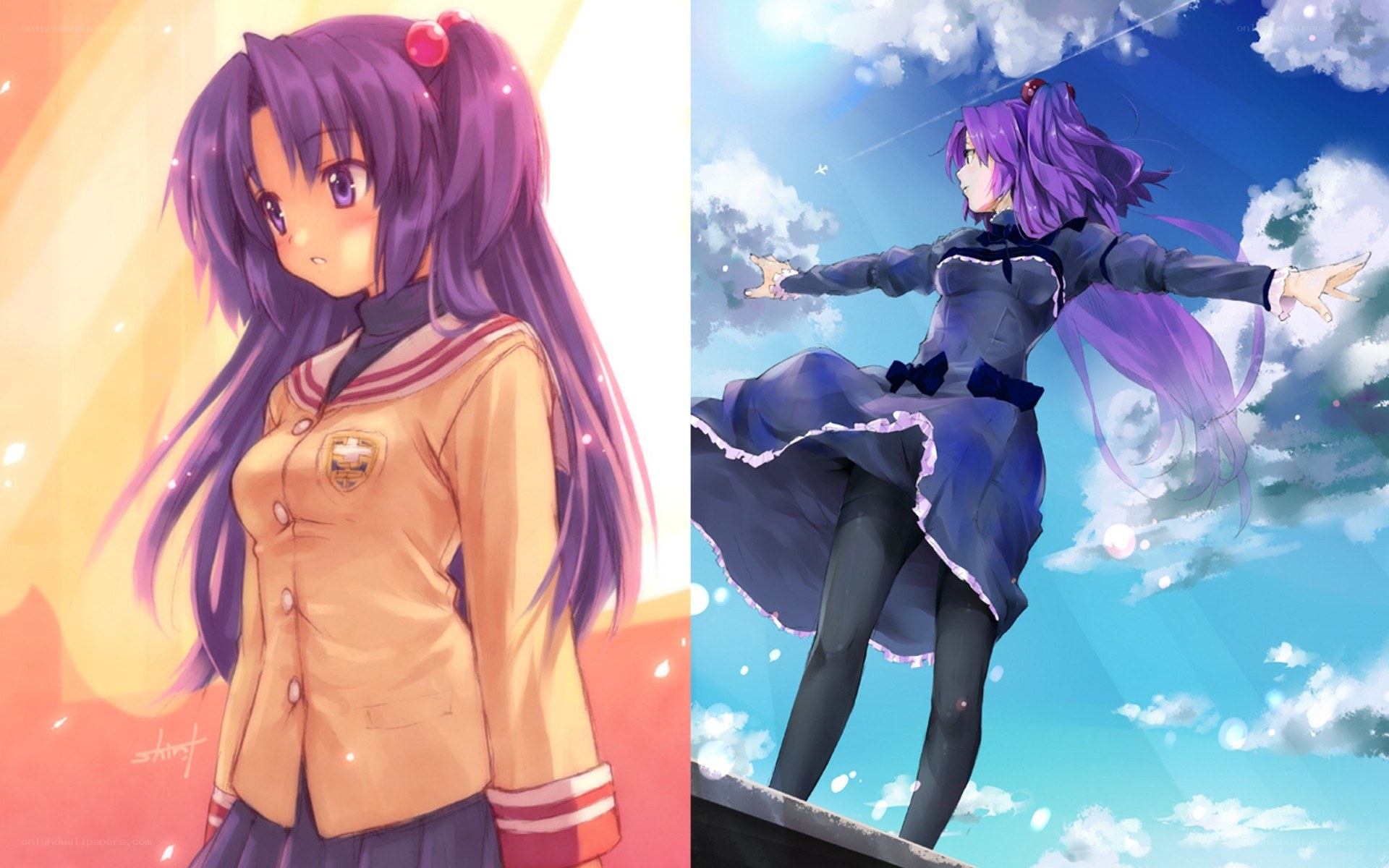 Anime character in two outfits