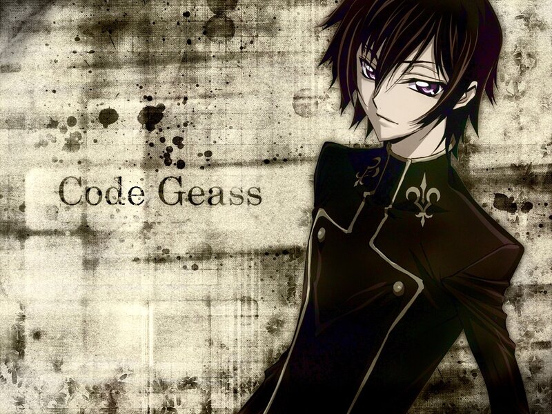 Anime Character in Uniform — Black, Dramatic, Text, Splattered Background