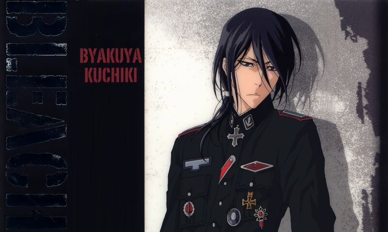 Anime Character in Uniform — Black, Serious, Cross