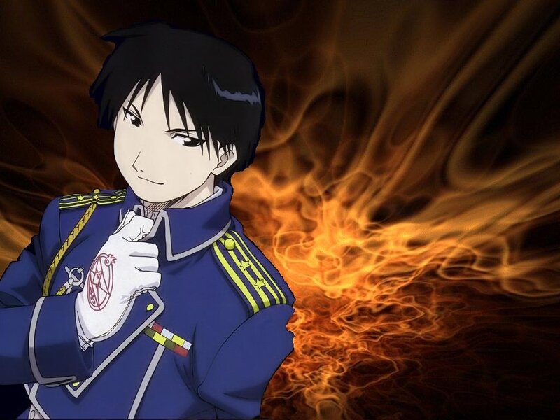 Anime Character in Uniform — Blue, Dramatic, Fire