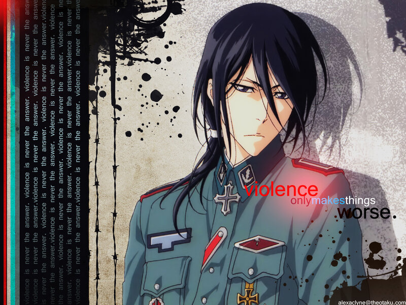 Anime Character in Uniform — Blue, Dramatic, Military Jacket