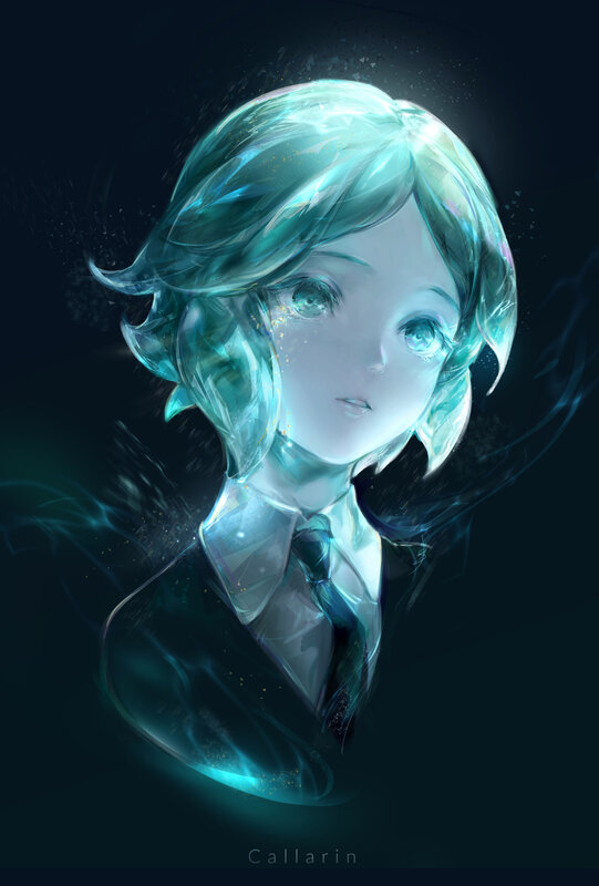 Anime Character in Uniform — Blue, Dramatic, Night, Digital Art