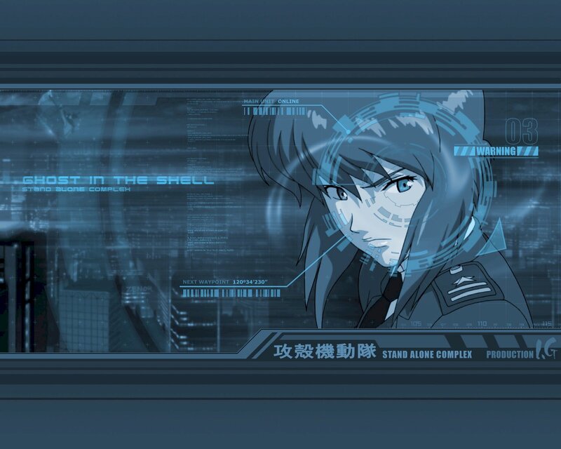 Anime Character in Uniform — Blue, Dramatic, Night, Holographic Interface