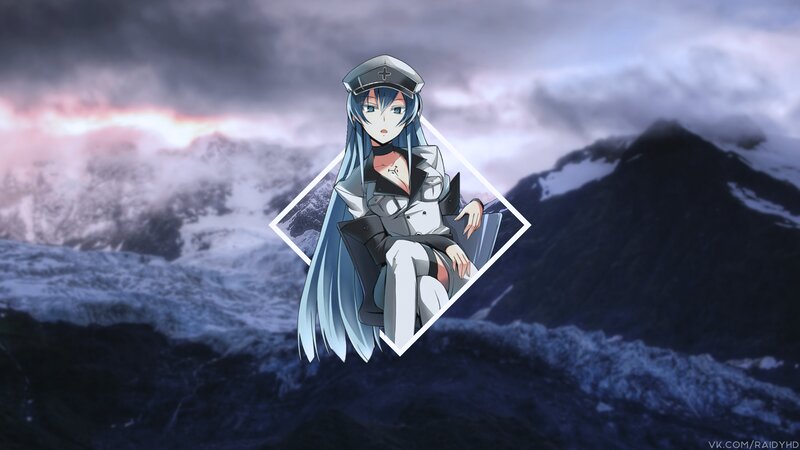 Anime Character in Uniform — Blue, Dramatic, Night, Mountains