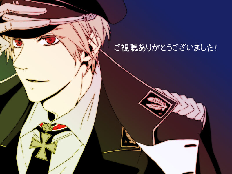 Anime Character in Uniform — Blue, Dramatic, Night, Red Eyes