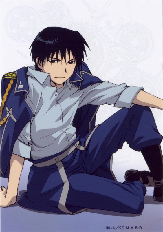 Anime Character in Uniform — Blue, Neutral, Gear Pattern