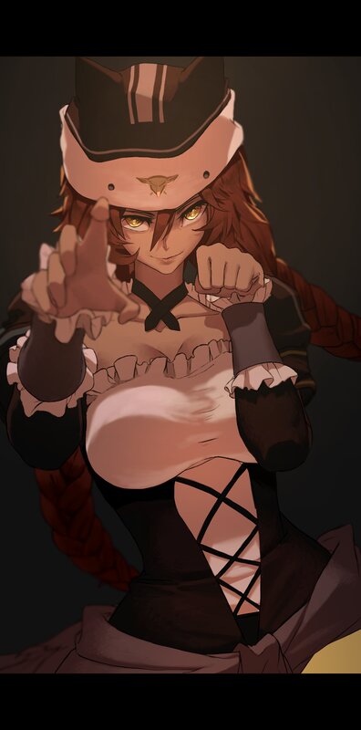 Anime Character in Uniform — Brown, Dramatic, Digital Art
