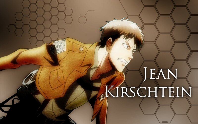 Anime Character in Uniform — Brown, Dramatic, Hexagonal Pattern