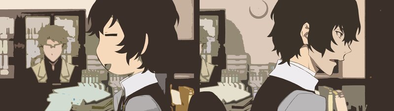 Anime Character in Uniform — Brown, Dramatic, Night, Manga