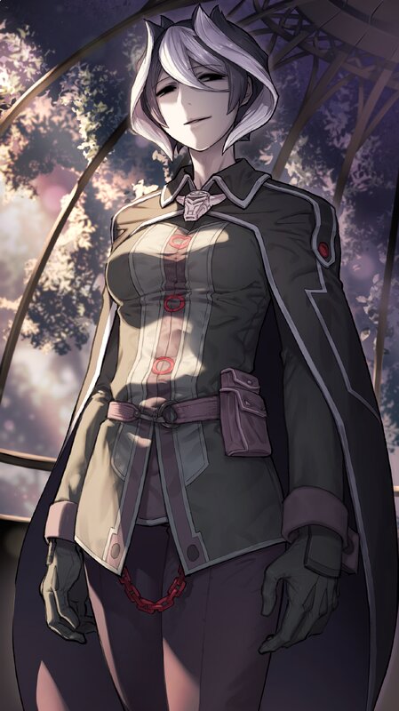 Anime Character in Uniform — Gray, Dramatic, Sunset