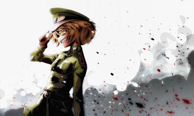 Anime Character in Uniform — Green, Dramatic, Military Hat