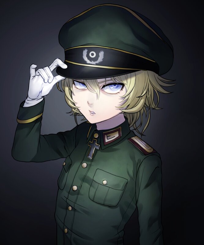 Anime Character in Uniform — Green, Serious