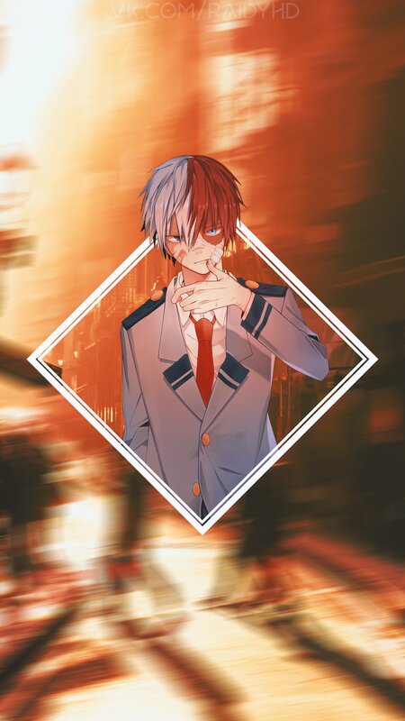 Anime Character in Uniform — Orange, Dramatic, Sunset