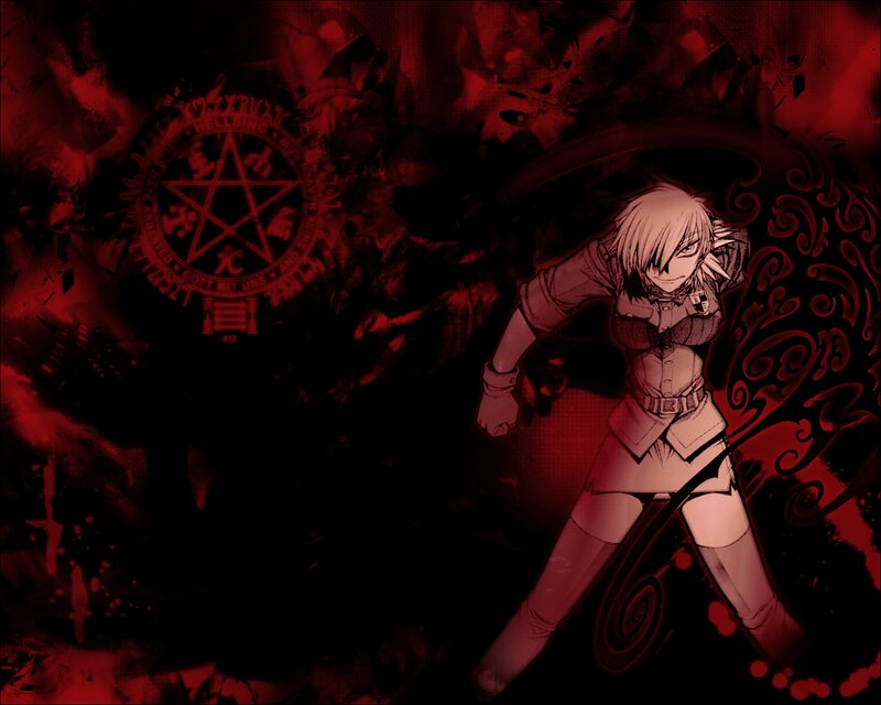 Anime Character in Uniform — Red, Dark, Intense