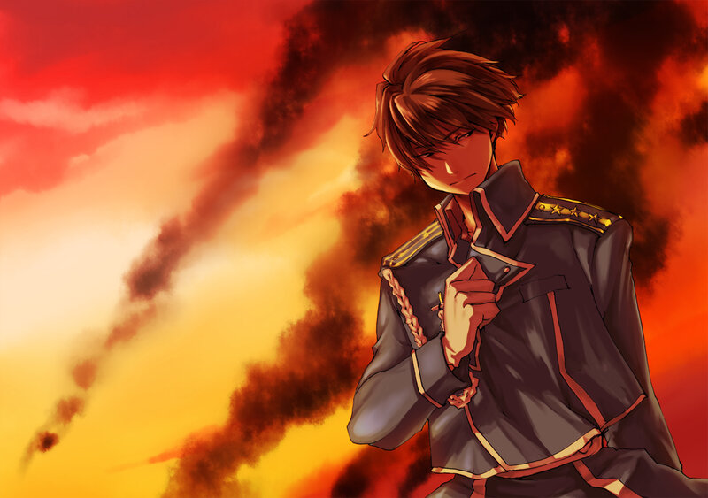 Anime Character in Uniform — Red, Dramatic