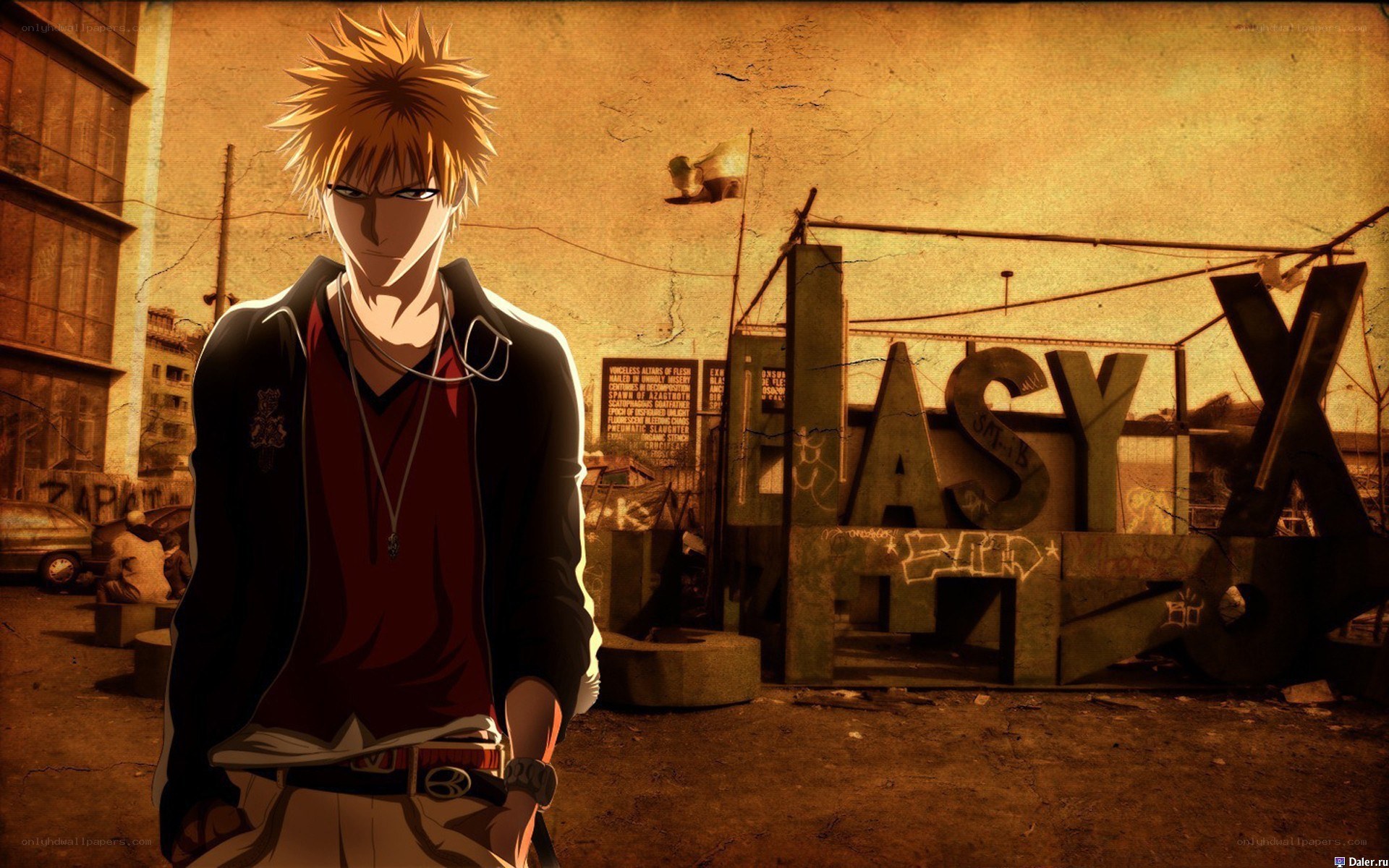 anime character in urban setting