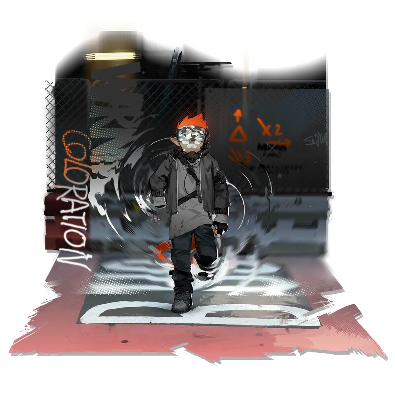Anime Character in Urban Setting — Gray