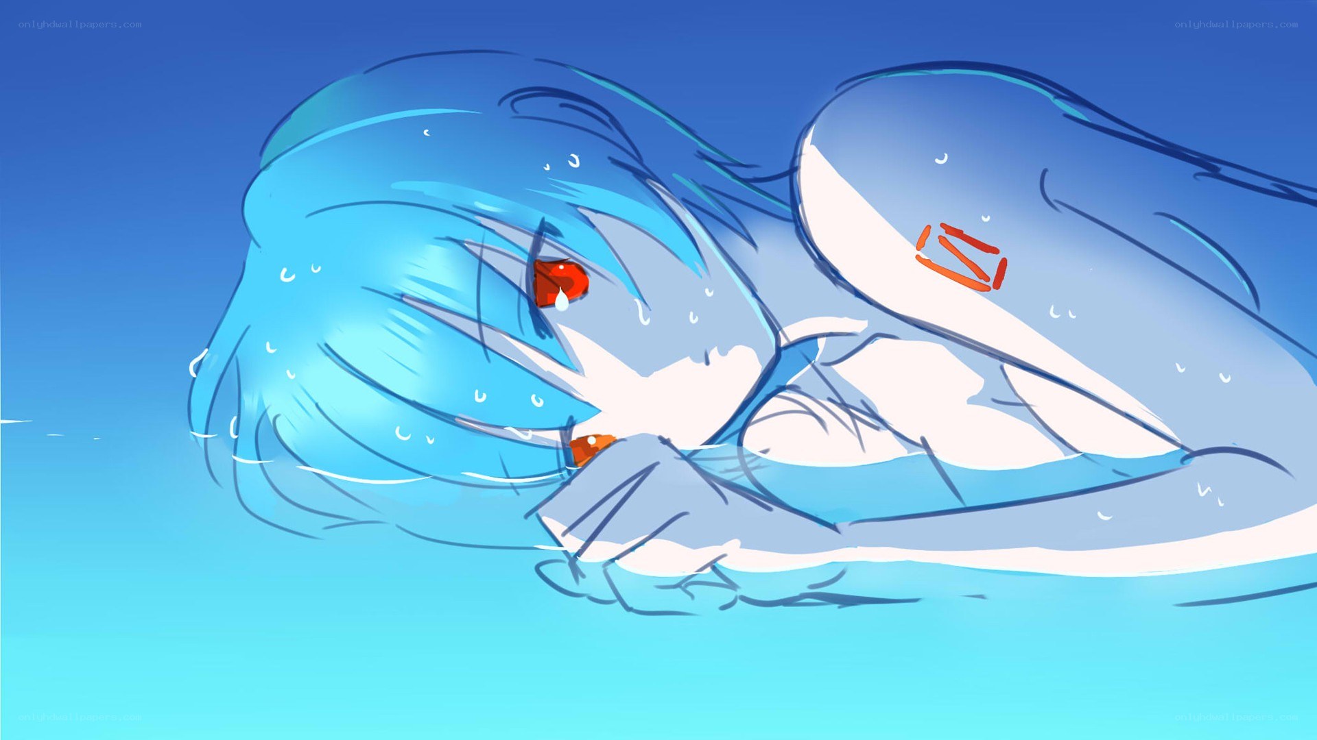 anime character in water