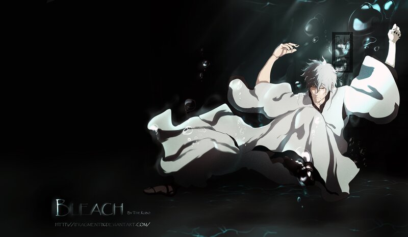 Anime Character in Water — Black, Dramatic, Night