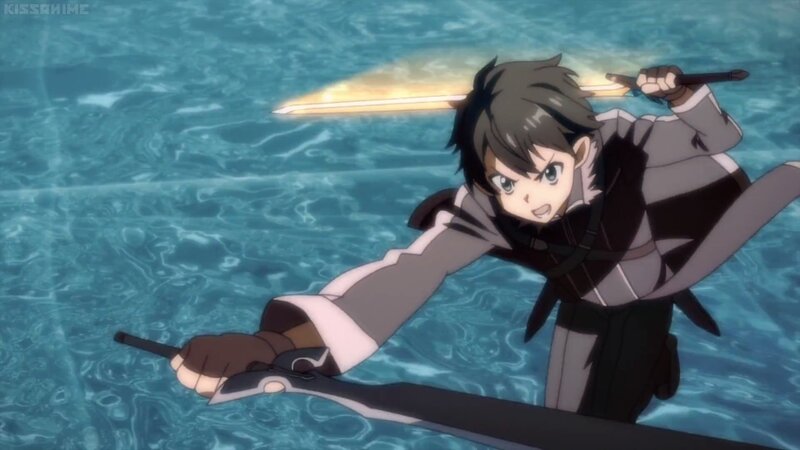 Anime Character in Water — Blue, Action