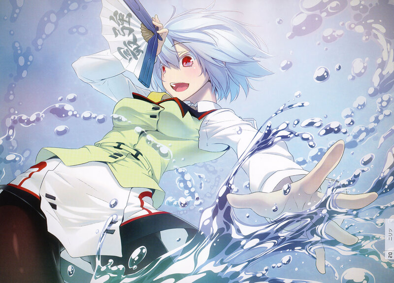 Anime Character in Water — Blue, Playful