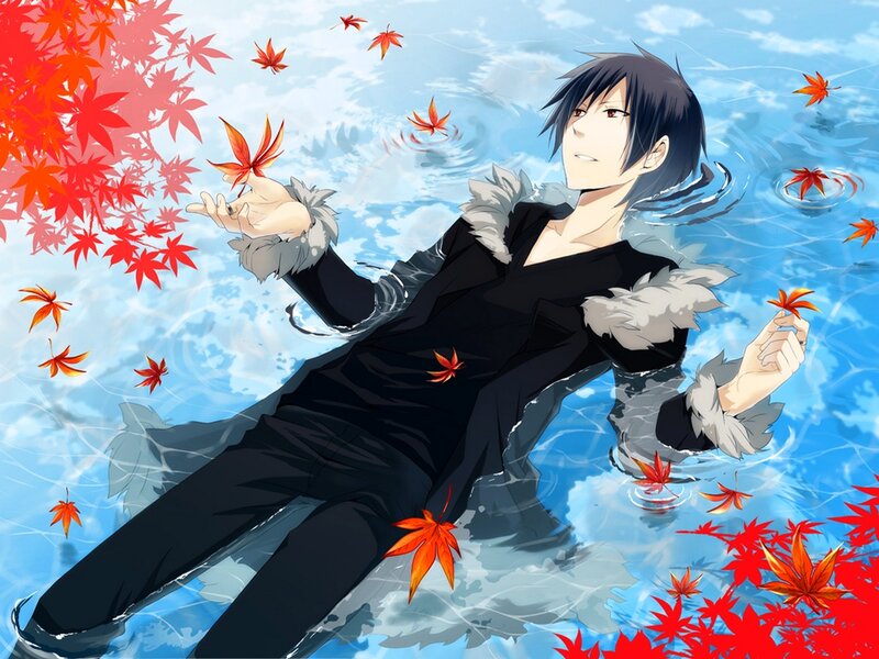 Anime Character in Water — Blue, Serene, Autumn