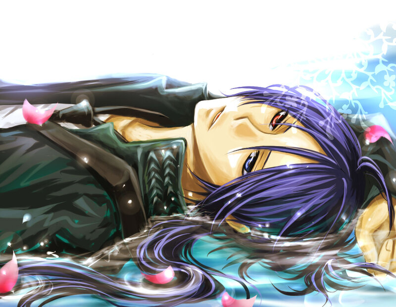 Anime Character in Water — Blue, Serene, Manga
