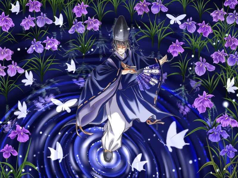 Anime Character in Water — Blue, Serene, Night