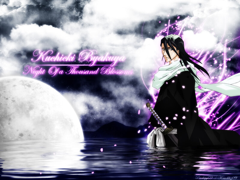 Anime Character in Water — Purple, Dramatic, Night