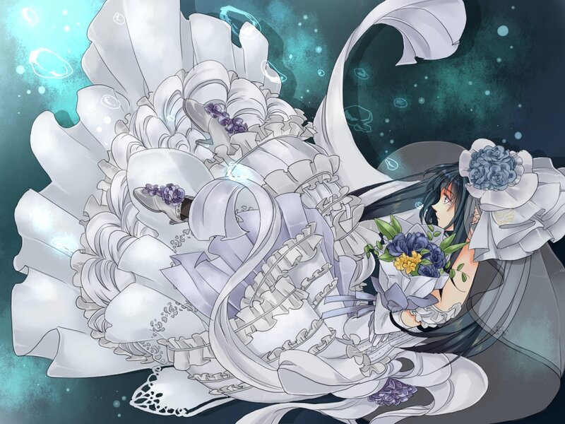 Anime Character in Wedding Dress — White