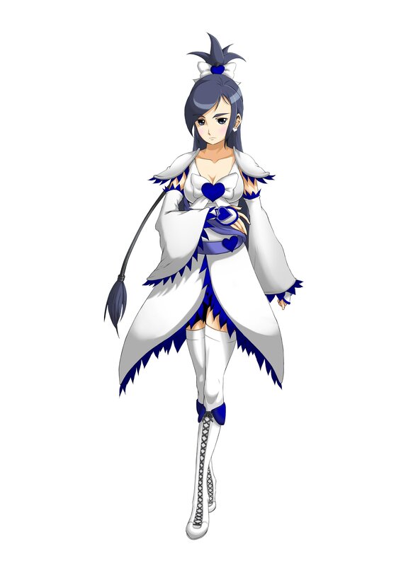 anime character in white and blue outfit