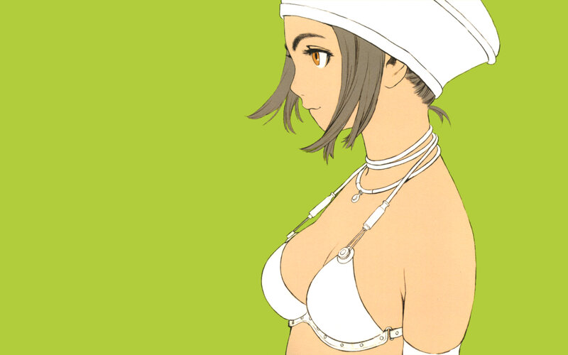 anime character in white bikini