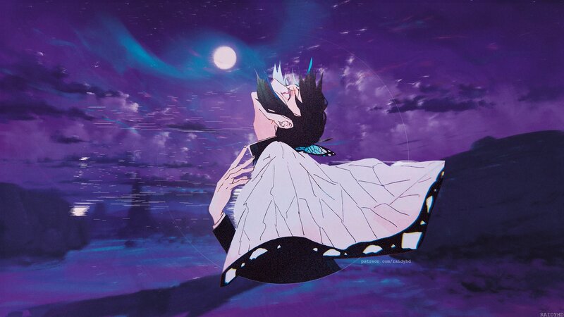 Anime Character in White Cloak — Purple, Dramatic
