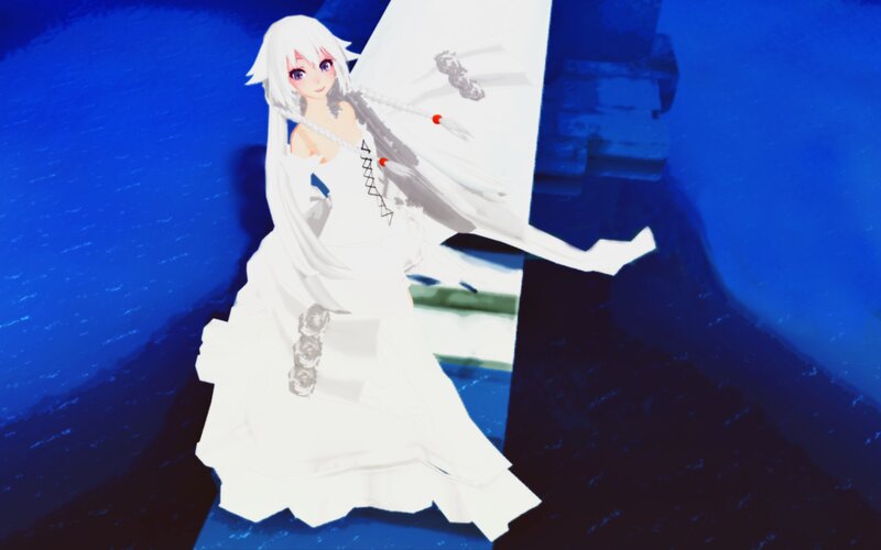 Anime Character in White Dress — Blue