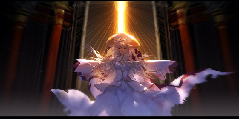 Anime Character in White Dress — Dramatic, Digital Art