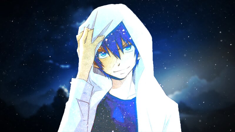 Anime Character in White Hoodie — Blue