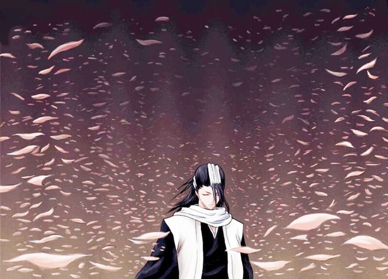 Anime Character in White Robe — Black, Dramatic, Evening