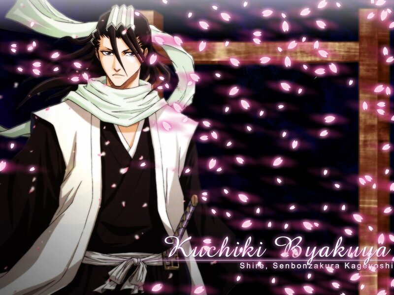 Anime Character in White Robe — Black, Dramatic, Night, Cherry Blossoms